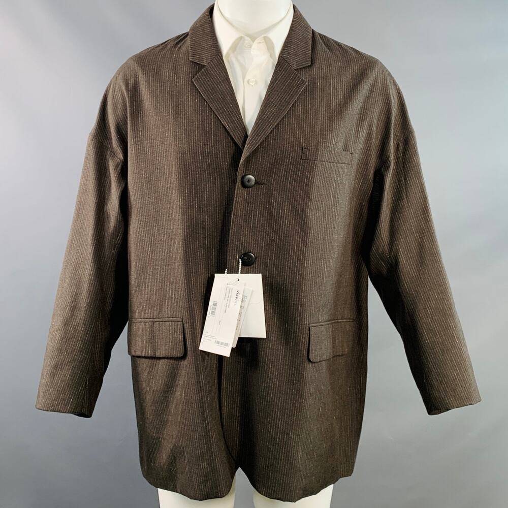 VISVIM Size M Ammons Pinstripe Wool Linen Cotton Notch Lapel Sport Coat